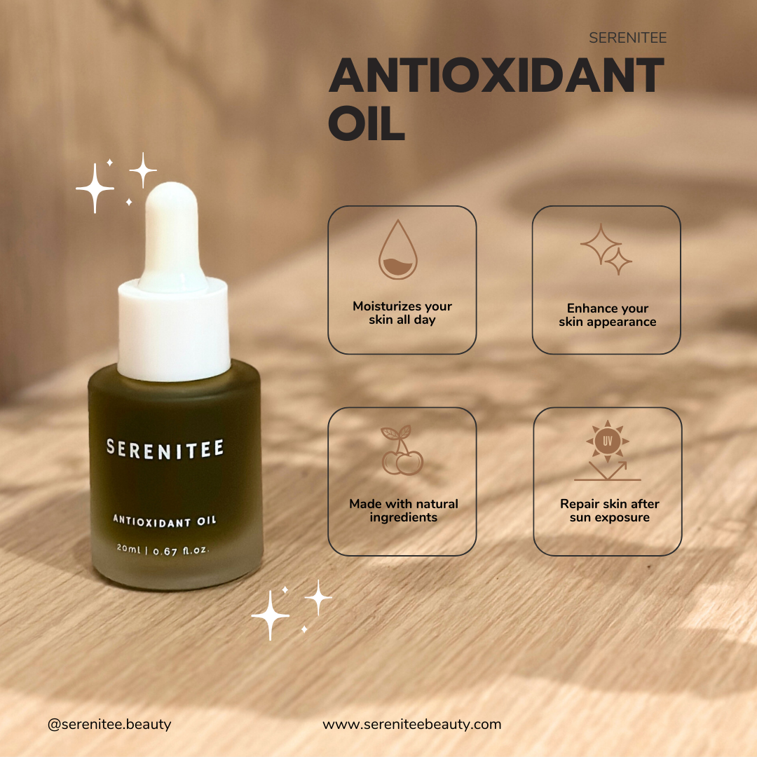 Experience the power of nature with our Antioxidant Oil: a golden elixir of botanical goodness to nourish your skin. Rich in antioxidants, vitamins, and essential fatty acids, this luxurious blend replenishes and rejuvenates, leaving your skin radiant and hydrated. Transform your skincare routine today with our antioxidant-rich formula!