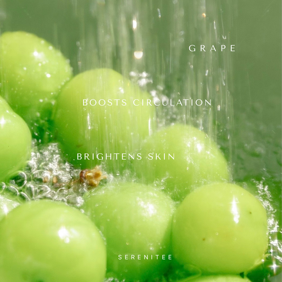 Grape Seed Oil high in Linoleic Acid to balance sebum and prevent breakouts.