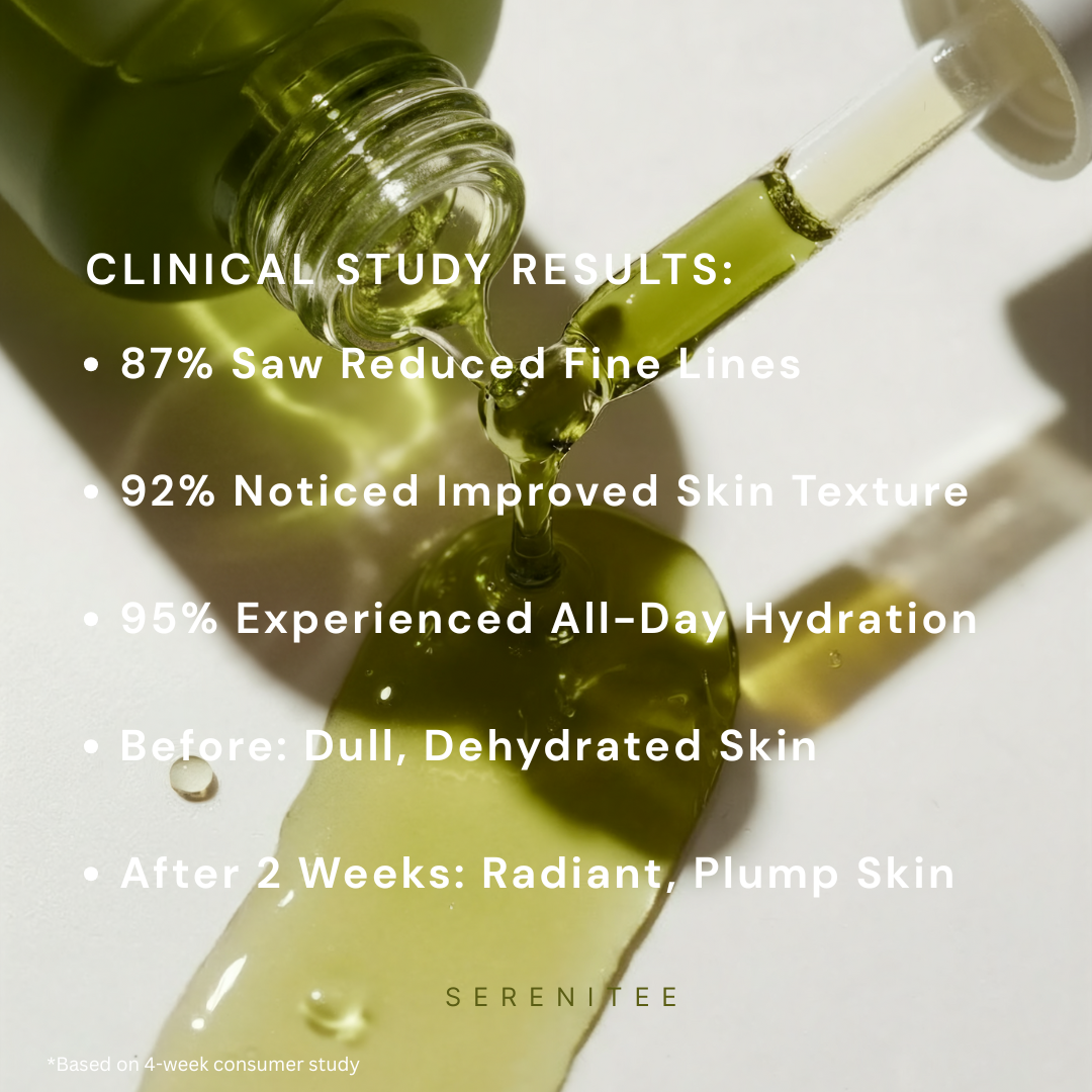 Serenitee Antioxidant Oil with clinical study results, the best serum oil for dull, dehydrated skin for the age of 40s 